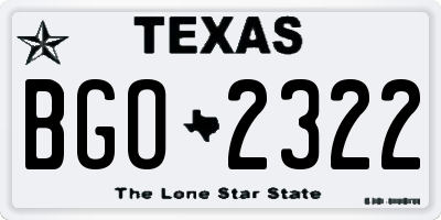 TX license plate BGO2322