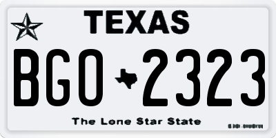 TX license plate BGO2323