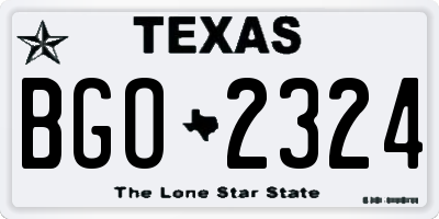 TX license plate BGO2324