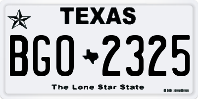 TX license plate BGO2325