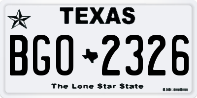 TX license plate BGO2326