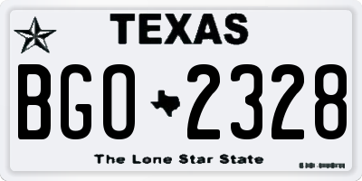 TX license plate BGO2328