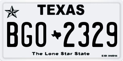 TX license plate BGO2329