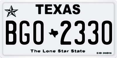 TX license plate BGO2330