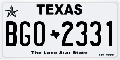 TX license plate BGO2331