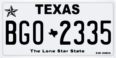 TX license plate BGO2335