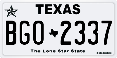 TX license plate BGO2337