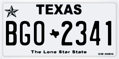 TX license plate BGO2341