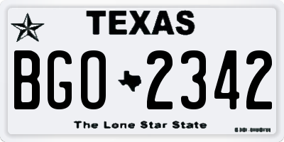 TX license plate BGO2342