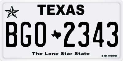 TX license plate BGO2343