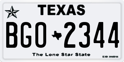 TX license plate BGO2344