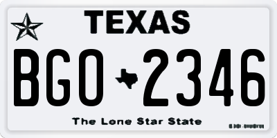 TX license plate BGO2346