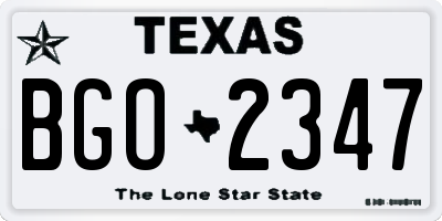 TX license plate BGO2347