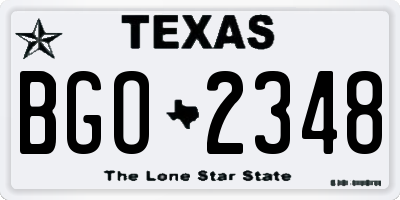 TX license plate BGO2348