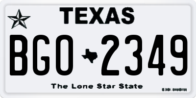 TX license plate BGO2349