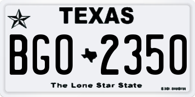 TX license plate BGO2350