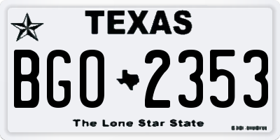 TX license plate BGO2353