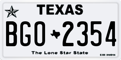 TX license plate BGO2354