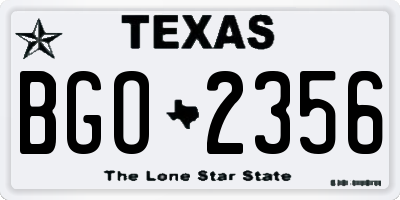 TX license plate BGO2356