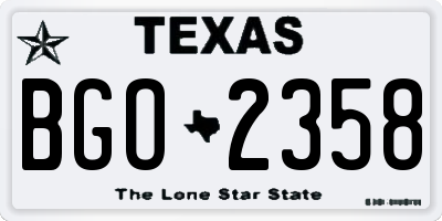 TX license plate BGO2358
