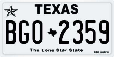 TX license plate BGO2359