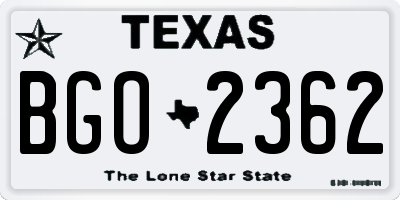 TX license plate BGO2362
