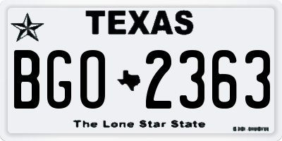 TX license plate BGO2363