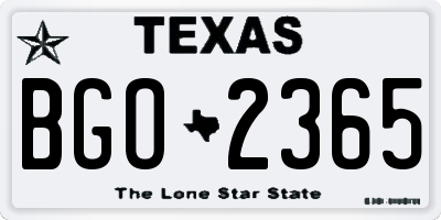 TX license plate BGO2365