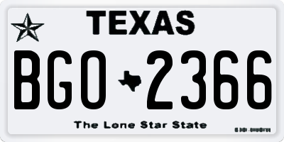 TX license plate BGO2366