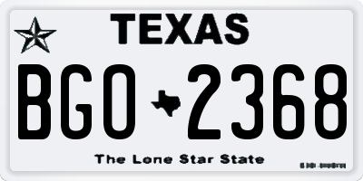 TX license plate BGO2368