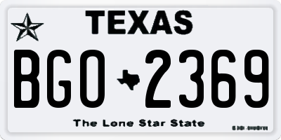 TX license plate BGO2369