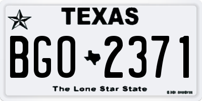 TX license plate BGO2371