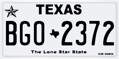 TX license plate BGO2372