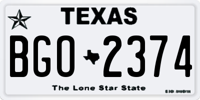 TX license plate BGO2374