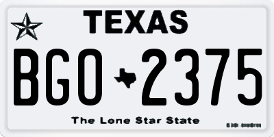 TX license plate BGO2375