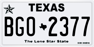 TX license plate BGO2377