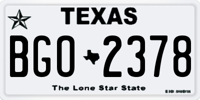 TX license plate BGO2378