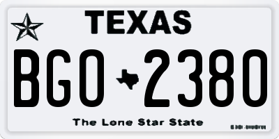 TX license plate BGO2380