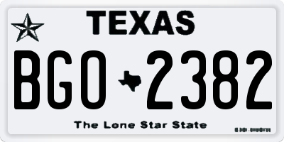 TX license plate BGO2382