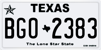 TX license plate BGO2383