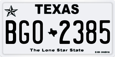 TX license plate BGO2385