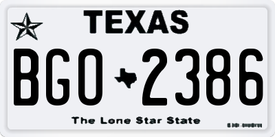 TX license plate BGO2386