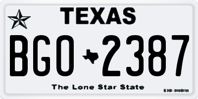 TX license plate BGO2387