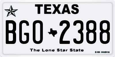 TX license plate BGO2388