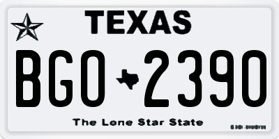 TX license plate BGO2390
