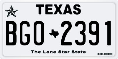 TX license plate BGO2391