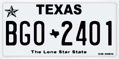 TX license plate BGO2401