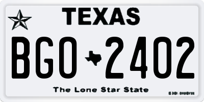 TX license plate BGO2402