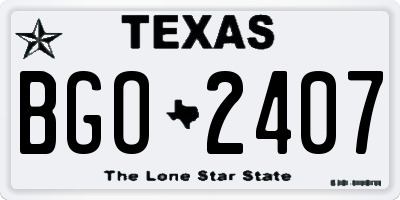 TX license plate BGO2407