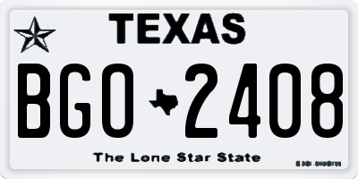 TX license plate BGO2408